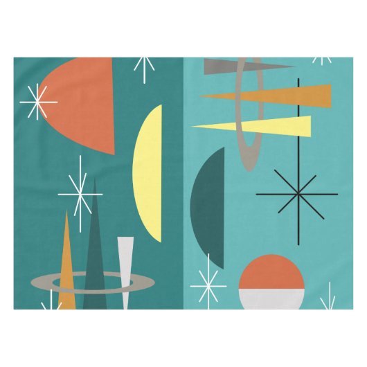 Turquoise Mid Century Modern Tafelkleed (Voorkant (Horizontaal))