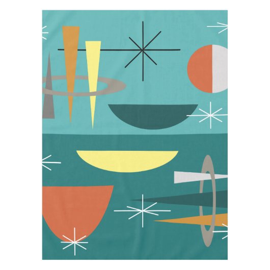 Turquoise Mid Century Modern Tafelkleed (Voorkant)