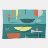 Turquoise Mid Century Modern Theedoek (Horizontaal)