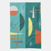 Turquoise Mid Century Modern Theedoek (Verticaal)