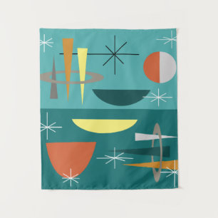Turquoise Mid Century Modern Wandkleed