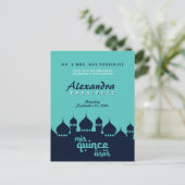 Turquoise Midnight Blue Arabian Nights Quinceañera Briefkaart (Staand voorkant)