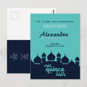Turquoise Midnight Blue Arabian Nights Quinceañera Briefkaart (Voorkant / Achterkant)