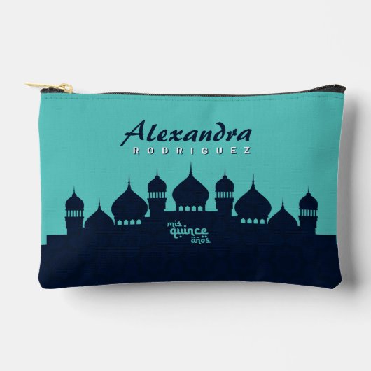 Turquoise Midnight Blue Arabian Nights Quinceañera Etui (Voorkant)