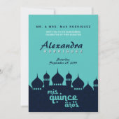 Turquoise Midnight Blue Arabian Nights Quinceañera Kaart (Voorkant)