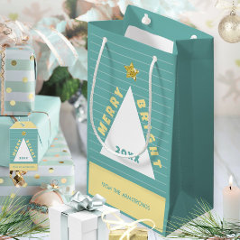 Turquoise Minimalist Christmas Tree Name Klein Cadeauzakje