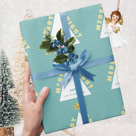Turquoise Minimalist Christmas Tree Pattern Cadeaupapier