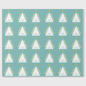 Turquoise Minimalist Christmas Tree Pattern Cadeaupapier (Vlak)
