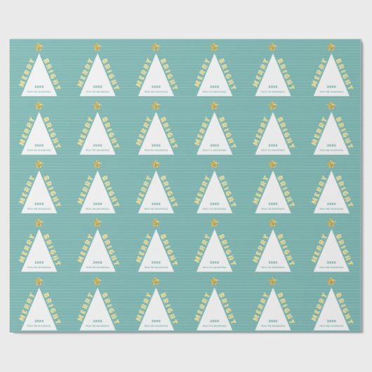 Turquoise Minimalist Christmas Tree Pattern Cadeaupapier (Vlak)