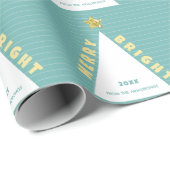 Turquoise Minimalist Christmas Tree Pattern Cadeaupapier (Rol Hoek)