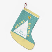 Turquoise Minimalist Christmas Tree Stocking Kleine Kerstsok (Voorkant (Hangend))