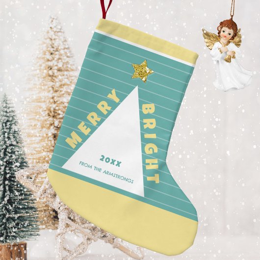 Turquoise Minimalist Christmas Tree Stocking Kleine Kerstsok