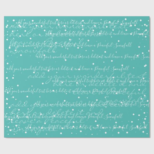 Turquoise Minimalist Custom Script Text Snowfall Cadeaupapier (Vlak)