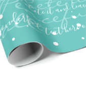 Turquoise Minimalist Custom Script Text Snowfall Cadeaupapier (Rol Hoek)