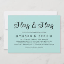Turquoise Minimalist Hers & Hers Couple's Shower