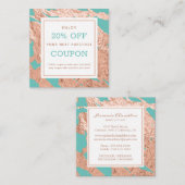 Turquoise Minimalist Luxury Pink Marble Pattern Kortingskaartje (Voorkant / Achterkant)