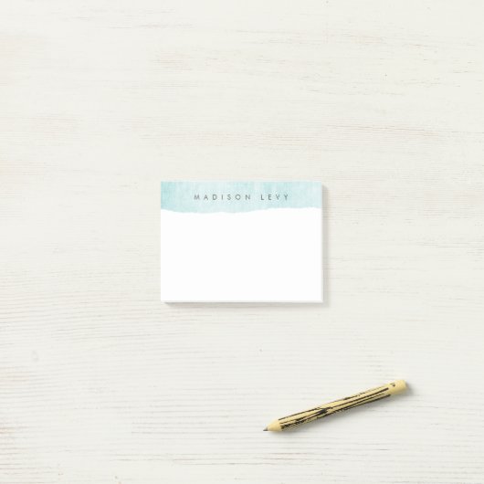 Turquoise minimalistische distressed gescheurde Ka Post-it® Notes (Op bureau)