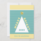Turquoise Minimalistische Geometrische Kerstboom Feestdagenkaart (Voorkant)