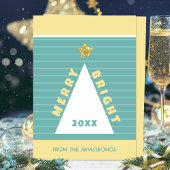 Turquoise Minimalistische Geometrische Kerstboom Feestdagenkaart