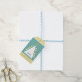 Turquoise Minimalistische Kerstboom Naam Cadeaulabel (Met Touw)