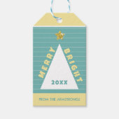 Turquoise Minimalistische Kerstboom Naam Cadeaulabel (Voorkant)