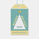 Turquoise Minimalistische Kerstboom Naam Cadeaulabel (Achterkant)