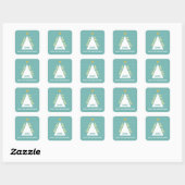 Turquoise Minimalistische Kerstboom Naam Vierkante Sticker (Vel)
