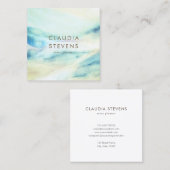 Turquoise minimalistische Waterverf marmeren patro Vierkante Visitekaartje (Voorkant / Achterkant)