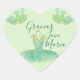 Turquoise Mint Gold Ballerina Floral Dank u Hart Sticker