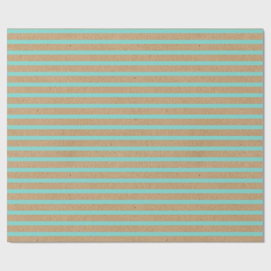 Turquoise Mint Green Lines Faux Rustic Brown Kraft Cadeaupapier (Vlak)
