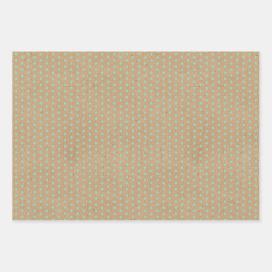 Turquoise Mint Green Lines Faux Rustic Brown Kraft Inpakpapier Vel (Voorkant 3)