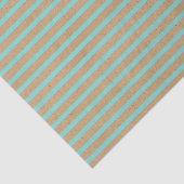 Turquoise Mint Green Lines Faux Rustic Brown Kraft Tissuepapier (Detail)