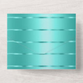 Turquoise Mint Green Ribbon Wedding All In One Uitnodiging (Achterkant)