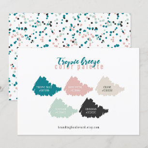 Turquoise Mint Grijs Beige & Roze Kleurenpaletkaar Kaart