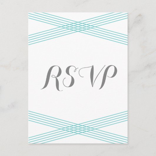Turquoise Modern Deco Response Briefkaart (Voorkant)