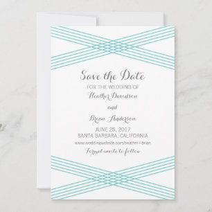 Turquoise Modern Deco sparen de Datum uitnodigen Save The Date