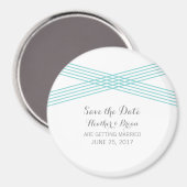 Turquoise Modern Deco sparen de Magnet van de Datu (Voorkant / Achterkant)
