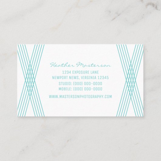 Turquoise Modern Deco Visitekaartje (Achterkant)
