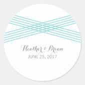 Turquoise Modern Deco Wedding Stickers (Voorkant)