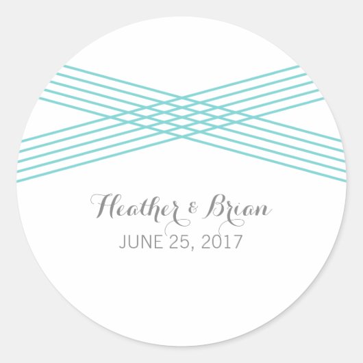 Turquoise Modern Deco Wedding Stickers (Voorkant)