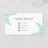 Turquoise Modern Floral Visitekaartje (Achterkant)