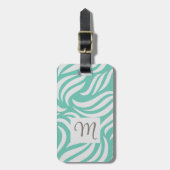 Turquoise Modern Foliage Feminine Monogram Travel  Bagagelabel (Voorkant verticaal)