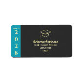 Turquoise Modern Graduation Mailing Address Etiket (Voorkant)
