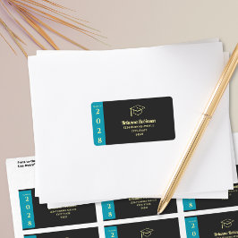 Turquoise Modern Graduation Mailing Address Etiket