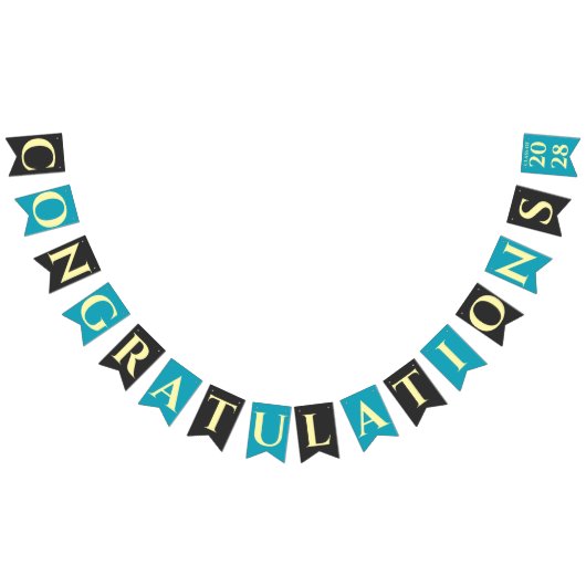 Turquoise Modern Graduation Party Congratulations Vlaggetjes (Alle)