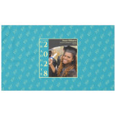 Turquoise Modern Graduation Photo Cap Pattern Tabl Tafelkleed (Voorkant (Horizontaal))
