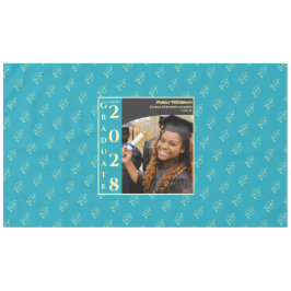 Turquoise Modern Graduation Photo Cap Pattern Tabl Tafelkleed