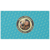 Turquoise Modern Graduation Photo Cap Pattern Tafelkleed (Voorkant (Horizontaal))