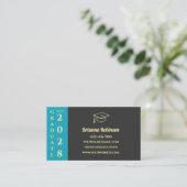 Turquoise Modern Graduation QR Code Name Card Contactkaartje (Staand voorkant)