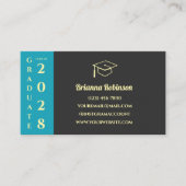 Turquoise Modern Graduation QR Code Name Card Contactkaartje (Voorkant)
